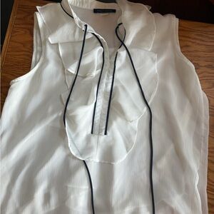 White Sleeveless Ruffle Top